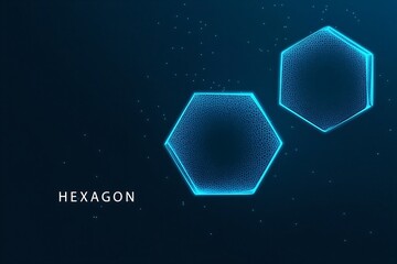 Glowing blue hexagon shapes isolated on transparent background