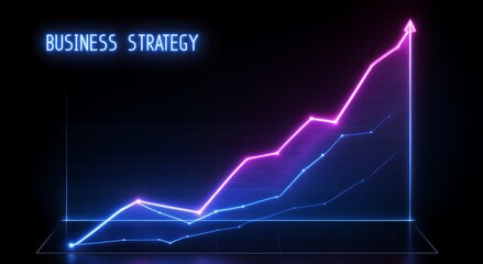 Glowing business strategy growth chart on transparent background