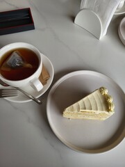 Tea and Cheesecake Top View