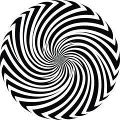 Black and White Spiral Optical Illusion Circle Abstract Hypnotic Swirl Vector Design