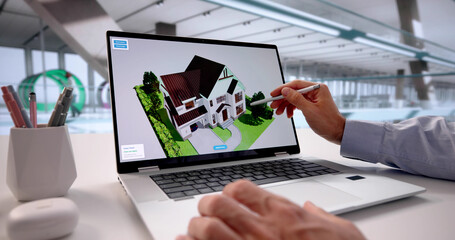 Mid-aged Caucasian Man Using Interior Design CAD Software