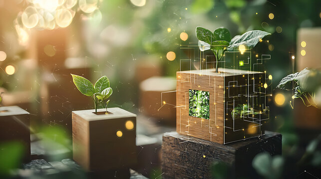 Innovative Green Technology Growing Plants Inside Futuristic Cubes  