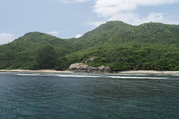 Sailing on a boat around Seychelles island in January