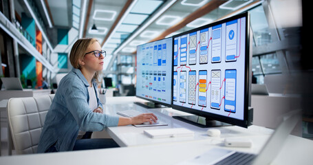 Obraz premium Female Designer Overseeing Online Marketing Campaign