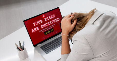 Young Female Business Owner Confronted With Cyber Ransomware Attack