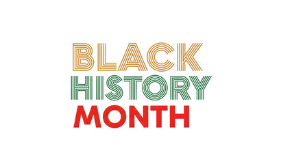 Black history month typography design with colorful text on transparent background