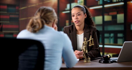 The Sad Attorney Consoles Her Upset Hispanic Client After