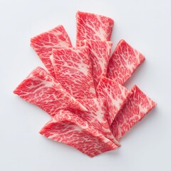 Premium Wagyu Beef Slices with Intricate Marbling Perfect for Culinary Delights and Gourmet Dishes