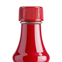 Bright Red Condiment Bottle with Cap for Sauce, Dressing, or Beverage Use in Kitchen or Restaurant Setting