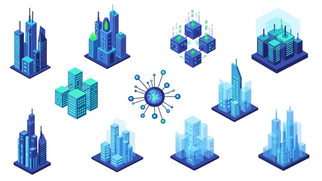 Futuristic Smart City Infrastructure with Connected Data Centers and Central Network Hub