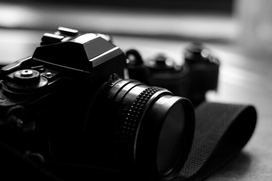 An antique 35mm film camera on the table