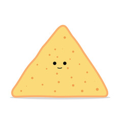 Cute Kawaii Corn Chips Vector Pastel Flat Style Snack Illustration, Hand Drawn Crunchy Chip Icon for Party, Kids Sticker, Junk Food, and Cute Food Design