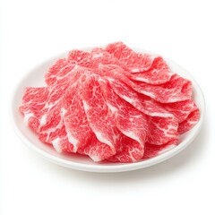 Freshly Sliced High-Quality Beef Shabu-Shabu Cuts Served on a Plate Ready for Hot Pot Cooking
