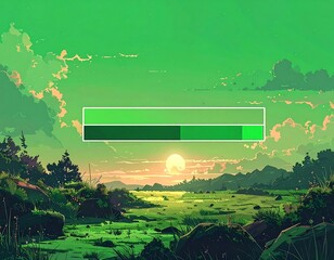 Digital art featuring a sunrise with a loading bar