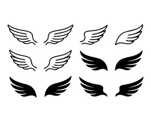 Fototapeta premium wings icon, feather illustration, wing outline art, minimal wings vector, bird wing sketch, angel wings design, feather flat icon, wings silhouette, black white wings art, wing doodle sketch, feather