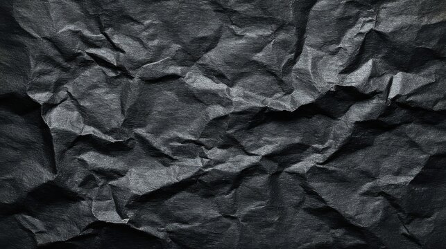 Dark crumpled textured paper background abstract - Powered by Adobe