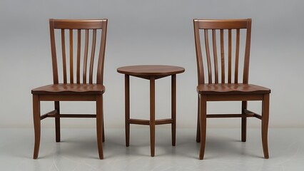 Elegant wooden chairs and round side table set for intimate conversations
