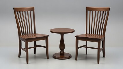 Elegant wooden chairs and round side table set for intimate conversations