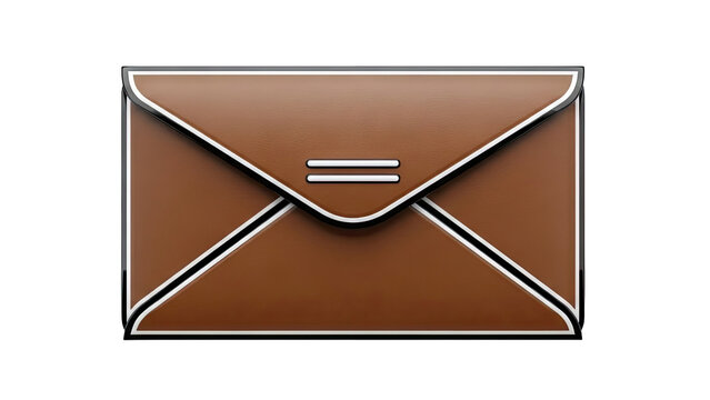 Brown Leather Envelope with White and Black Trim