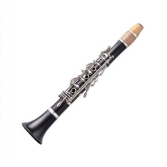 Black Wood Clarinet with Silver Keys and a Natural Wood Mouthpiece in a Studio Setting
