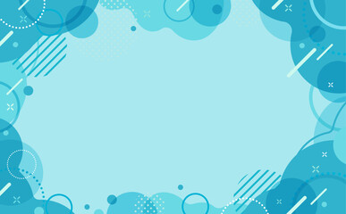 水色のポップなフレーム_横