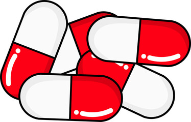 Red and White Medicine Capsules