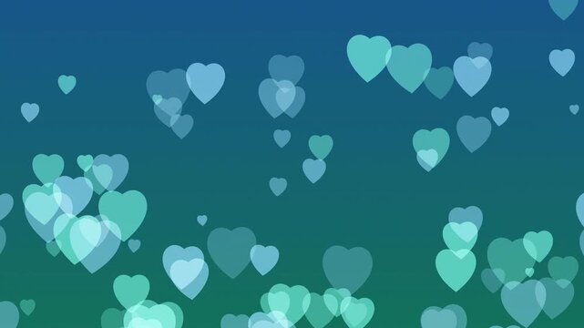 Gentle blue hearts ascend against a soft gradient background