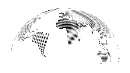 Abstract Dotted World Map with Curved Horizon and Perspective - Minimalist Halftone Global Data Vector © Ahmed