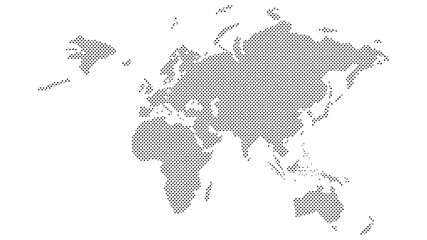 Obraz premium Dotted Map of Asia Continent - Minimalist Black Halftone Grid Vector Silhouette Isolated on White