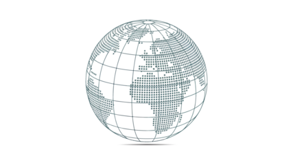 Modern Blue Gradient Dotted World Map - Tech Style Halftone Grid Vector Illustration