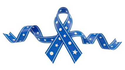 Blue ribbon with stars and dots