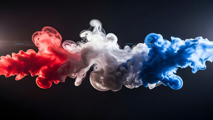 Obraz premium Vibrant red white and blue ink cloud formation