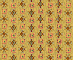 Vibrant abstract geometric pattern with symmetrical shapes and colors