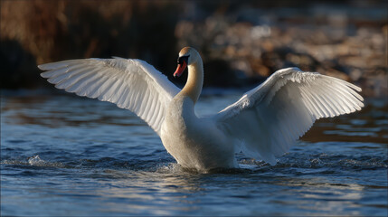 Graceful Swan Gliding Over Calm Water