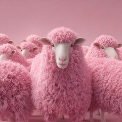 Bold Authenticity Pink Sheep Breaking Conformity in Pastel-Toned Diversity Marketing - Millennial Branding and Inclusive Storytelling Concept