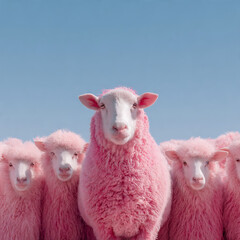 Bold Authenticity Pink Sheep Breaking Conformity in Pastel-Toned Diversity Marketing - Millennial Branding and Inclusive Storytelling Concept