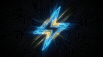 Vibrant Electric Power Icon Pulsating with Digital Circuit Intelligence