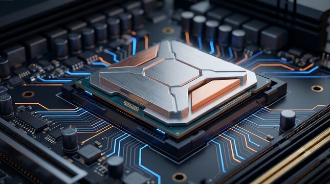 High-tech integrated circuit for modern computing technology and digital processing - Powered by Adobe