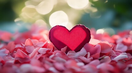 Romantic red hearts and sparkling glitter bokeh background for valentine's day, abstract defocused texture creating a dreamy and festive atmosphere