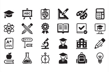 Fototapeta premium School Education Icons for Knowledge Platforms and Digital Learning