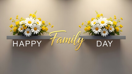 Happy family day with beautiful flowers