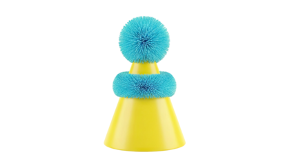 Abstract Object with Blue Spiky Accents and Yellow Base