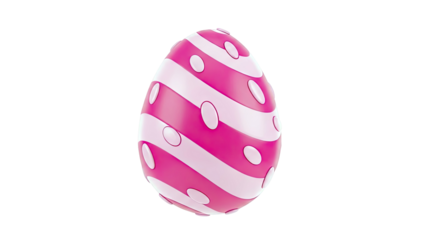 Pink Easter Egg with Stripes and Polka Dots