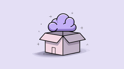 A cartoon box contains a cloud, illustrating a concept of bringing information into a container