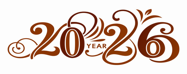 2026 Happy New Year Elegant Typography Brown Design