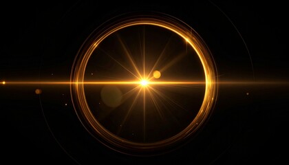 Golden light flare arc with cinematic glow effect for overlay