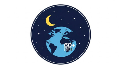 Naklejka premium 60th Birthday Celebration Globe with Moon and Stars in Circle Icon