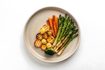 Grilled vegetable medley on a white plate