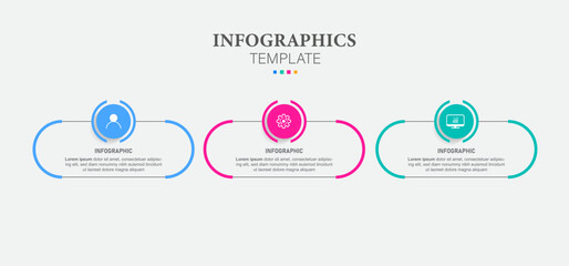 Vector Infographic long circle label, infographic with number 3 options processes