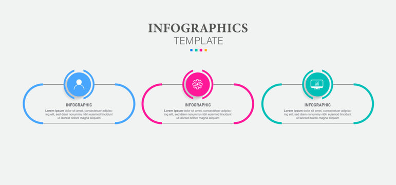 Vector Infographic long circle label, infographic with number 3 options processes